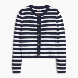 J. Crew Factory Striped cotton lady jacket cardigan sweater Size M Sailor Cotton